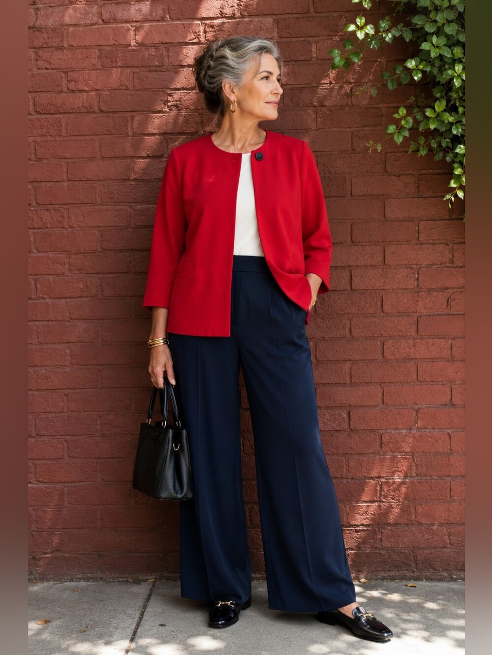 Kasper Women's Plus Size 2x: Red Collarless Blazer- Business Casual